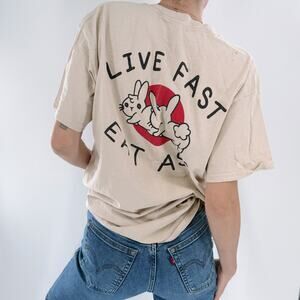 A**holes Live Forever Tan and Red Short Sleeve T-Shirt Size Large